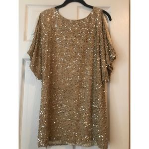 Aidan Mattox Silk Gold Embellished Mini Dress Sz 4